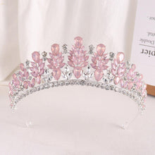 Load image into Gallery viewer, Luxury Pink Opal Bridal Tiaras Crowns Wedding Hair Accessories bc62 - www.eufashionbags.com