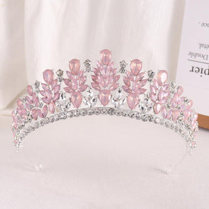 Luxury Pink Opal Bridal Tiaras Crowns Wedding Hair Accessories bc62 - www.eufashionbags.com