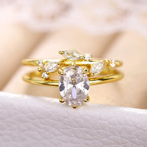 2Pcs Trendy Set Rings for Women Fancy Finger Accessories Wedding Jewelry n210
