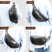 Carica l&#39;immagine nel visualizzatore di Gallery, Cowhide Chest Bags Shoulder Bags Husband Fanny Waist Pack Hip Sack Bum Leather Belt Pouch Slingback Men Side Cross Body
