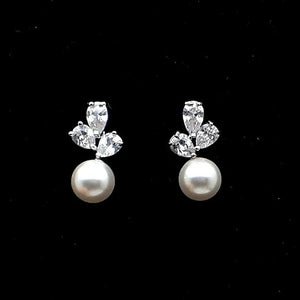 Fashion Simulated Pearl Earrings for Women Shiny Cubic Zirconia Earrings he25 - www.eufashionbags.com