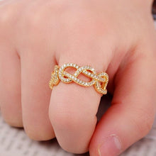 Charger l&#39;image dans la galerie, Gold Color Twist Design Ring for Woman Paved Dazzling CZ Jewelry hr65 - www.eufashionbags.com
