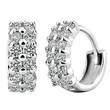 Laden Sie das Bild in den Galerie-Viewer, Silver Color Cubic Zirconia Hoop Earrings for Women Luxury Trendy Ear Circle Earrings Jewelry