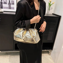 画像をギャラリービューアに読み込む, Luxury Women&#39;s Leather Silver Cloud Bag Female Gold Crossbody Bag Party Clutch Purse Female Handbags