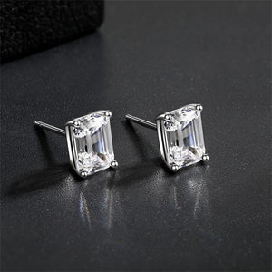 925 Sterling Silver Earrings Temperament Earrings High Carbon Diamond 6*8mm Rectangle Women Ring