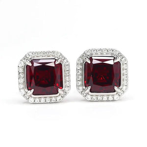 Bright Square Red Cubic Zirconia Stud Earrings for Women Ear Piercing Accessories - www.eufashionbags.com