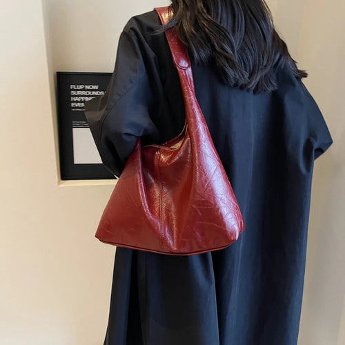 Soft PU Leather Shoulder Bag for Women Wedding Totes All-match Underarm Bag Bolso Mujer Fashion Large Handbag