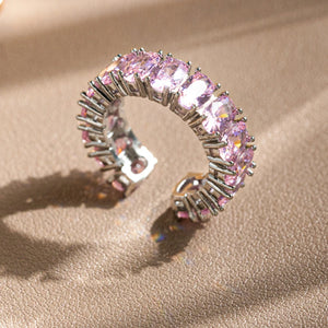 Pink Bright Zircon Rings for Women Ins Fashion Personality Finger Ring