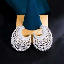 Load image into Gallery viewer, Glittering Half Round Moon Cubic Zirconia Earrings Luxury Women Wedding Jewelry cw21 - www.eufashionbags.com