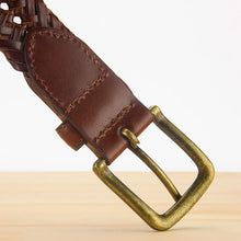 画像をギャラリービューアに読み込む, Genuine Leather Belt For Men Knitted Strap Vintage Designer Jeans Braided Belts