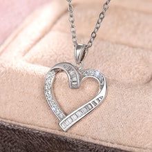 画像をギャラリービューアに読み込む, Eternity Heart Necklace for Women Silver Color Wedding Necklace Cubic Zirconia Luxury Jewelry