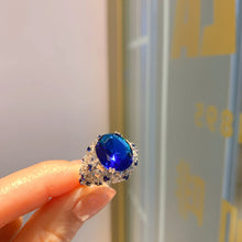 Cargar imagen en el visor de la galería, 925 Sterling Silver Adjustable Opening Red Crystal Ring Sapphire Retro Fashion Women Jewelry x02