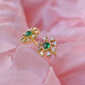 Dainty Green Imitation Opal Stud Earrings for Women Daily Wear Exquisite Ear Piercing Accessories