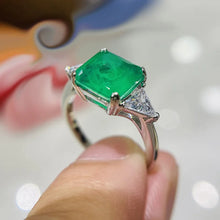 Carica l&#39;immagine nel visualizzatore di Gallery, 925 Sterling Silver Wedding Finger Rings For Women 9mmx9mm Paraiba Emerald Tourmaline Gemstone Ring