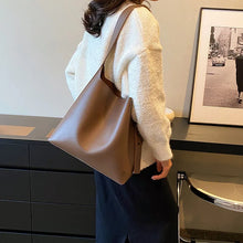 Carica l&#39;immagine nel visualizzatore di Gallery, 2 PCS/SET Solid Color Shoulder Bags for Women Leather Handbags Bucket Purses t73