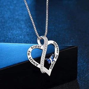 Blue Butterfly Love Heart Women Necklace Pendant Fashion Neck Accessories Gift - www.eufashionbags.com