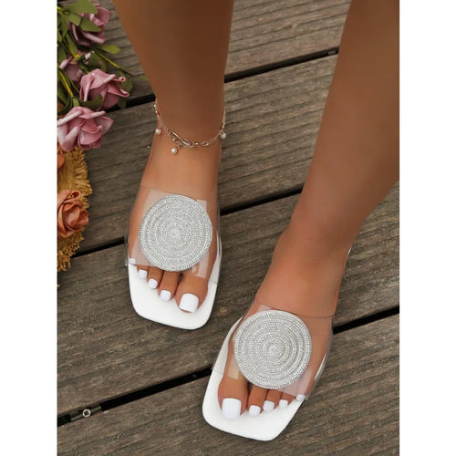 Fashion Pvc Transparent Sandals Woman Slip on Elegant Women Slippers with Beach Shoes House Flip Flops Sandalis Casual Slides 43