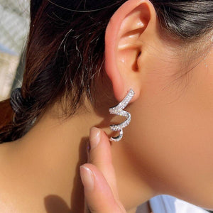 Full Cubic Zirconia Paved Long Drop Earrings for Women CZ Party Jewelry cw09 - www.eufashionbags.com