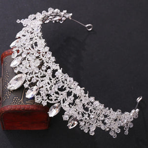 Royal Queen Handmade Crystal Bride Tiaras Headbands for Women Headdress Crown Wedding Dress Hair Jewelry Accessories