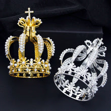 Carica l&#39;immagine nel visualizzatore di Gallery, Baroque Royal Queen King Cross Tiaras and Crowns for Bridal Wedding Crown Headdress