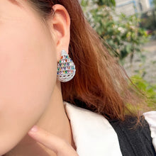 Load image into Gallery viewer, Multicolor CZ Large Water Drop Earrings Women Party Chunky Wedding Jewelry Gift b52