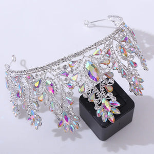 Luxury Crystal AB Bridal Crown Tiara Rhinestone Pageant Diadem Tiaras Wedding Hair Accessories
