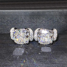 Cargar imagen en el visor de la galería, Women&#39;s CZ Stud Earrings Crystal Silver Color Luxury Trendy New Earrings Wedding Party Temperament Lady Jewelry