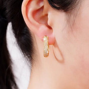 Fancy U Shape Hoop Earrings for Women Paved Sparkling CZ Bridal Earrings t67