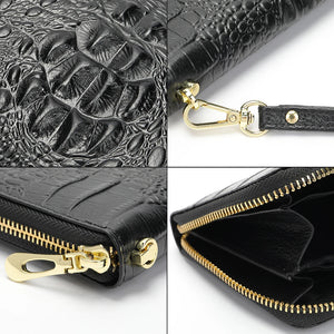 Genuine Leather Wallet for Women Croco Pattern Cluthes Wallet with Coin Pocket Zipper Long Women Wallets for Phone