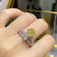 Cargar imagen en el visor de la galería, Princess Yellow/White Cubic Zirconia Wedding Rings for Women Engagement Proposal Rings