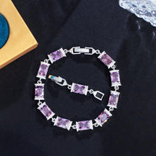 Charger l&#39;image dans la galerie, Rectangle Cubic Zirconia Paved Charm Link Bracelets for Women cw58 - www.eufashionbags.com