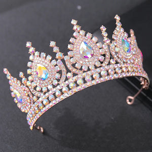 Luxury AB Color Crystal Bridal Crown Tiaras Rhinestone Wedding Hair Accessories l25