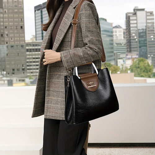 PU soft leather texture handbag with niche design, fashionable one shoulder shoulder shoulder bag, large capacity tote bag
