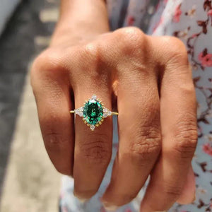 Oval Green Cubic Zirconia Rings for Women Wedding Anniversary Party Fashion Jewelry t36 - www.eufashionbags.com