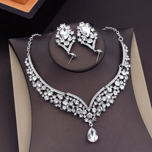 Fashion Crown With Necklace Earrings Sets for Women Bridal Jewelry Set Wedding Tiaras Dubai Jewelry set Accessories