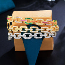 Charger l&#39;image dans la galerie, Micro Pave Bling Cubic Zirconia Cuban Link Bracelet for Women cw56 - www.eufashionbags.com