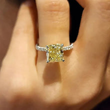 Cargar imagen en el visor de la galería, Square Yellow CZ Finger Ring for Women Temperament Wedding Band Accessories