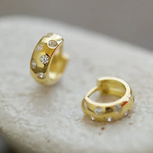 Cargar imagen en el visor de la galería, Small Circle Earrings with Round Cubic Zirconia Gold Color Hoop Earrings Women Accessories