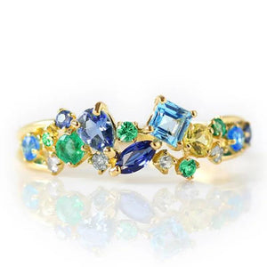 Blue/Green Modern Women Rings Cubic Zirconia Luxury Accessories Daily Wear Jewelry t10 - www.eufashionbags.com