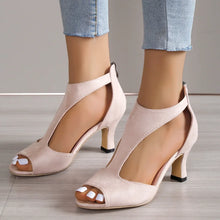 Load image into Gallery viewer, New Simple and Fashionable Back Zipper Fishmouth Shoes Women&#39;s Summer Side Stiletto Roman Sandals Designer Sandals
