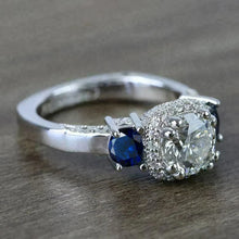 Laden Sie das Bild in den Galerie-Viewer, Blue/White Cubic Zirconia Wedding Rings Anniversary Party Temperament Lady Accessory Jewelry