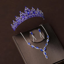 Cargar imagen en el visor de la galería, Bridal Crown 3-piece Set of Artificial Crystal Romantic Birthday