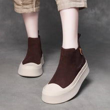 Laden Sie das Bild in den Galerie-Viewer, Handmade Genuine Leather Women&#39;s Boots Round Toe Ankle Boots q136
