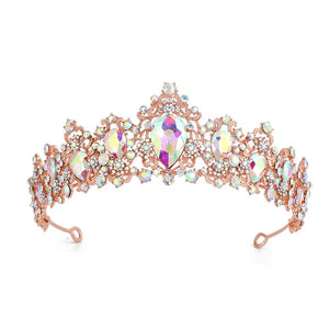 Baroque Vintage Crystal Wedding Crown Royal Queen Headdress Prom Wedding Dress Hair Jewelry Head Accessories