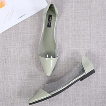 Laden Sie das Bild in den Galerie-Viewer, Women Patchwork Transparent Flats Pointy Toe Plus Size 3-48 Green Grey Yellow Slip-ons Candy Colors Shoes