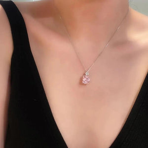 Luxury Pink Cubic Zirconia Pendant Necklace Wedding Party Jewelry t28 - www.eufashionbags.com