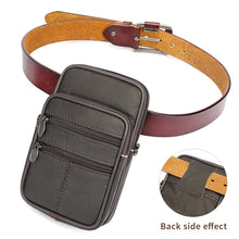 画像をギャラリービューアに読み込む, Small Genuine Leather Men&#39;s Shoulder Bag for Phone Belt Pouch Black Leather Messenger Crossbody Bags Mini Bags