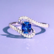 画像をギャラリービューアに読み込む, Blue Cubic Zirconia Women Rings Novel Design Wedding Engagement Band Accessories