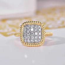 Laden Sie das Bild in den Galerie-Viewer, Modern Fashion Square Shaped Women Rings Full Cubic Zirconia Trendy Wedding Band Accessories Two-tone Jewelry