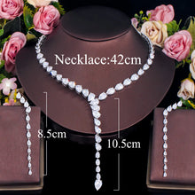 Load image into Gallery viewer, 2PCS Luxury Long Dangle Necklace Cubic Zirconia Jewlery Set for Women b150